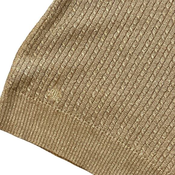 Lauren Ralph Lauren Metallic Gold Cable Knit Size M - Picture 6 of 8